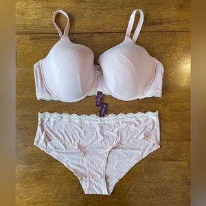 NWT ADORE ME Set Bra Size 46DD/Panties Size 2X Cream Underwire Double Bust Dart